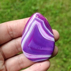 Purple And White Agate Pendant Necklace